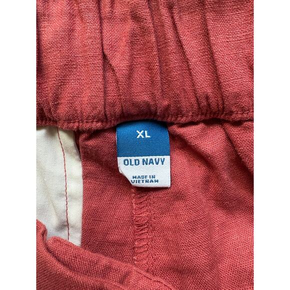 Old Navy XL Elastic Waist Linen Blend Trouser Shorts Mineral Rouge - Picture 2 of 6